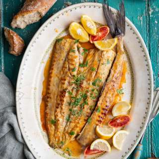 Braaied snoek with orange & apricot butter