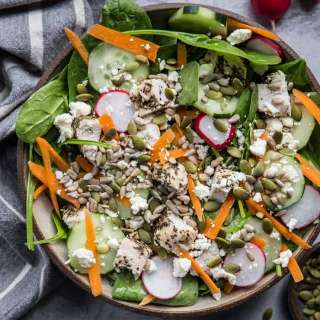 Lemon Herb Baked Chicken Spinach Salad