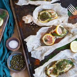 Lemon Dill Cod in Parchment Paper with Capers