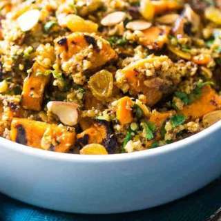 Grilled Sweet Potato Salad with Curry Almond Butter Vinaigrette