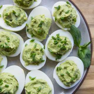 Avocado Pesto Deviled Eggs