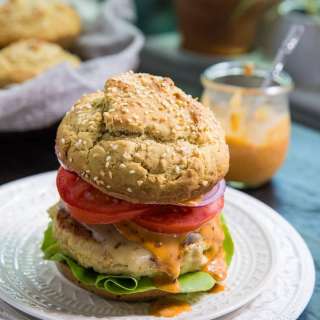 Avocado Stuffed Turkey Burgers with Chipotle Aioli