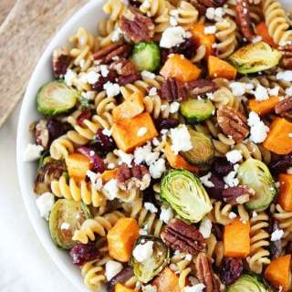 Brown Butter Pasta with Sweet Potatoes and Brussels Sprouts