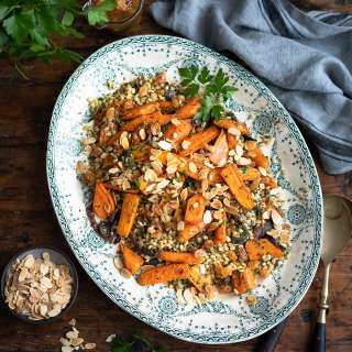 Roasted carrot and barley salad with pickled sultanas
