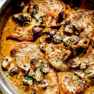 Creamy Lemon Chicken Breasts and Mushrooms
