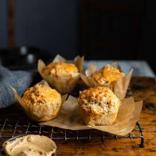 Cheese & herb muffins with whipped Bovril butter