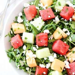 Melon Arugula Salad with Honey Lime Dressing