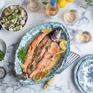 Oven baked trout with herbs & lemon