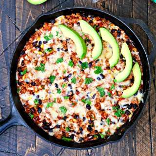 Ground Turkey and Cauliflower Rice Taco Skillet