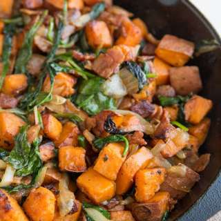 Sweet Potato Hash With Bacon and Spinach