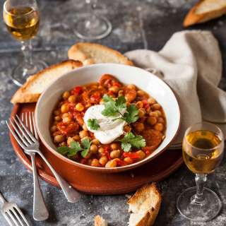 chickpeas and chorizo with sherry