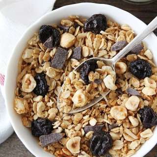 Hazelnut Granola with Dried Cherries and Dark Chocolate