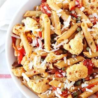 Penne with Roasted Cauliflower and Lemon Caper Vinaigrette