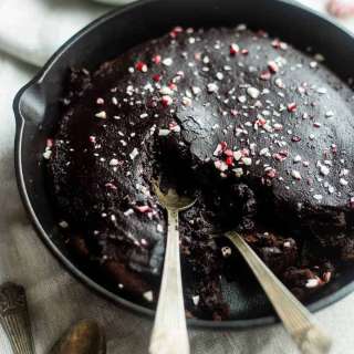 Skillet Peppermint Vegan Brownie