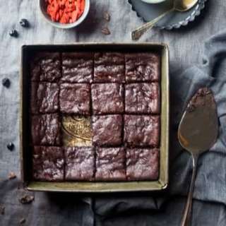 Vegan Brownies with Berries and Tahini