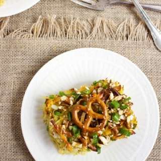 Spaghetti Squash Casserole with Pretzels and Honey Mustard