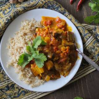 Roasted Eggplant and Mushroom Curry