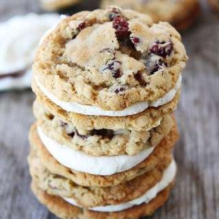 Oatmeal Cranberry Sandwich Cookies with White Chocolate Creme Filling