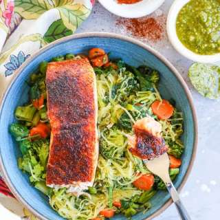 Salmon Bowls with Pesto Spaghetti Squash