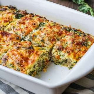 Sweet Potato, Sausage and Kale Breakfast Casserole