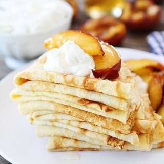 Crepes with Grilled Peaches & Cream