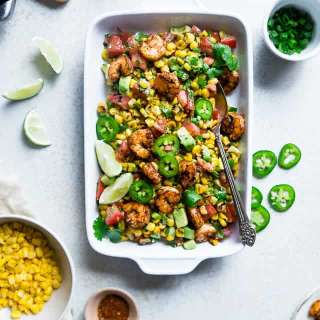 Mexican Corn Salad with Honey Lime Shrimp