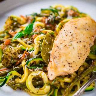 Slow Cooker Italian Chicken with Zucchini Noodles (Gluten Free + Low Carb)