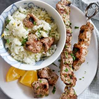 Pork Souvlaki With Lemon Rice