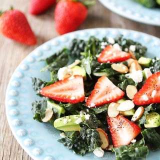 Kale, Strawberry & Avocado Salad with Lemon Poppy Seed Dressing