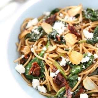 Spaghetti with Sun Dried Tomatoes & Spinach