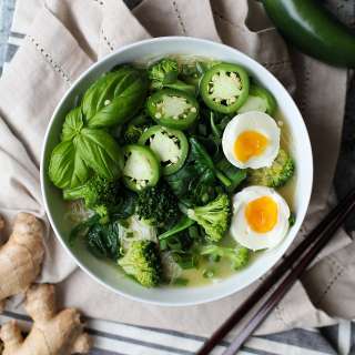 Vegetarian Ramen with Garlic-Ginger Broth
