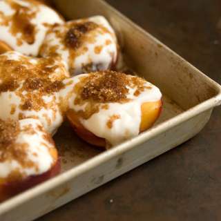 Easy Baked Peaches with Yoghurt & Amaretto
