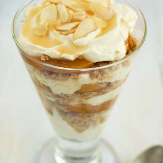 Amaretto Peach Trifle with Mascarpone Cream & Amaretti