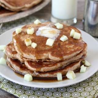 Whole Wheat Apple Cinnamon Pancakes with Cinnamon Syrup