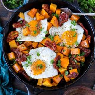 Butternut Squash & Bacon Hash with Sun-Dried Tomatoes