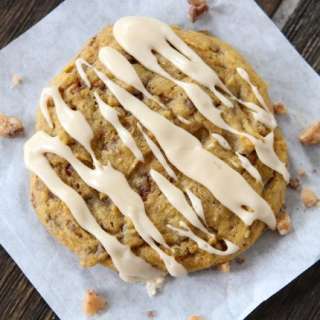Pumpkin Toffee Cookies with Salted Caramel Glaze
