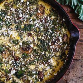 Collard Greens, Feta, Mushroom Frittata