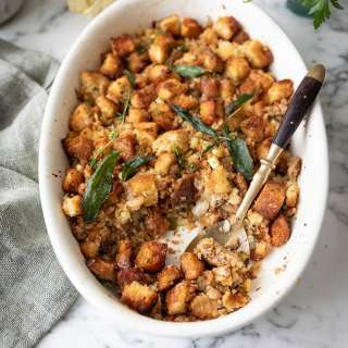 Easy pork sausage & sage stuffing casserole recipe