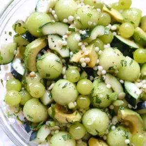 Summer Melon Couscous Salad with Avocado, Grapes and Mint