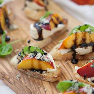 Nectarine and Wisconsin Burrata Bite Crostini