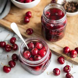 Cherries in spiced port syrup