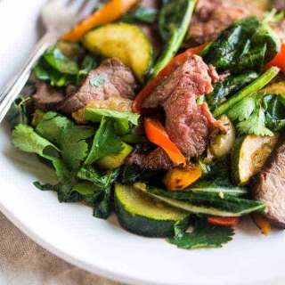 Paleo Grilled Beef Stir-Fry with Asian Almond Dressing {Super Simple}
