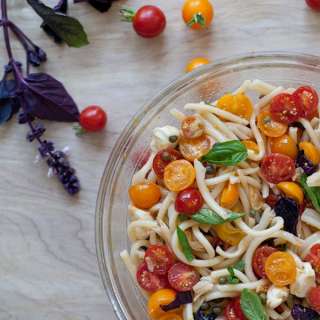 Pasta Salad with Garlic Marinated Tomatoes