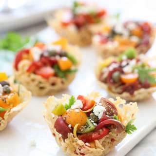 Heirloom Tomato Caprese Frico Cups