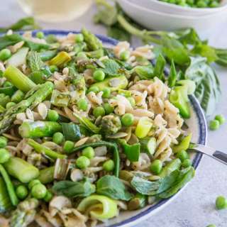 Spring Green Pasta with Vegan Basil-Mint Pesto