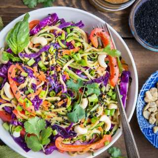 Thai Zucchini Noodles with Sesame Almond Ginger Sauce