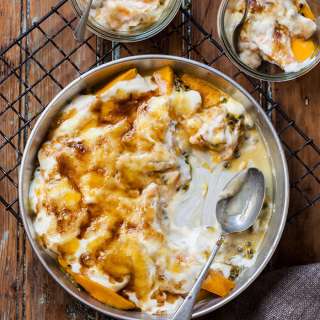 Mango, passionfruit and yoghurt brûlée
