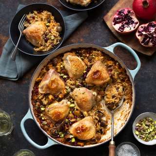 Moroccan chicken & rice with aubergine