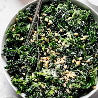 THE BEST Kale Salad with Parmesan and Pine Nuts