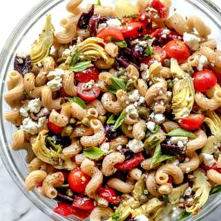 Greek Pasta Salad with Whole Wheat Noodles